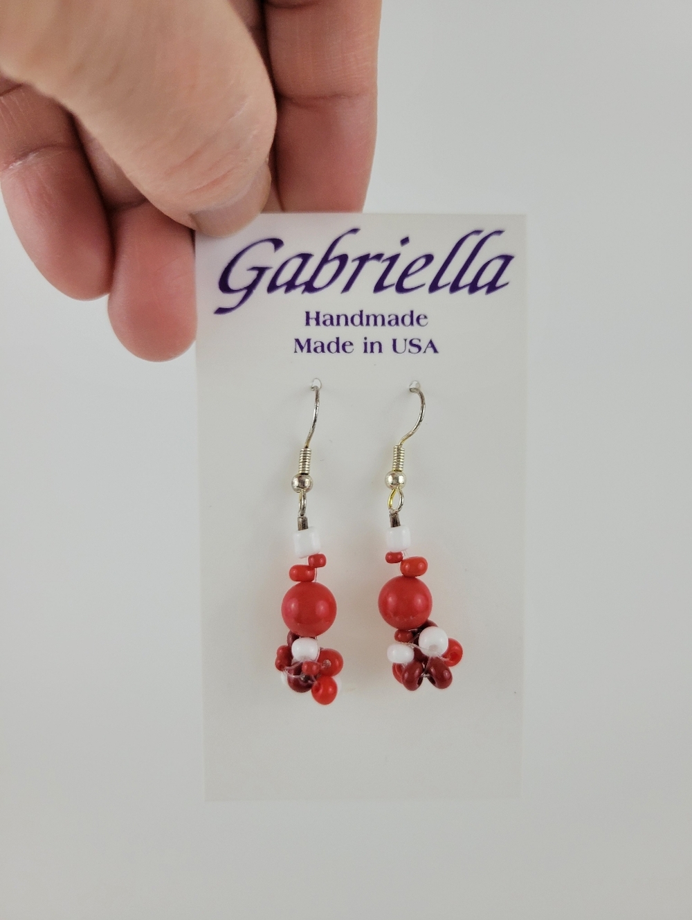 Red Beaded Drop Earrings